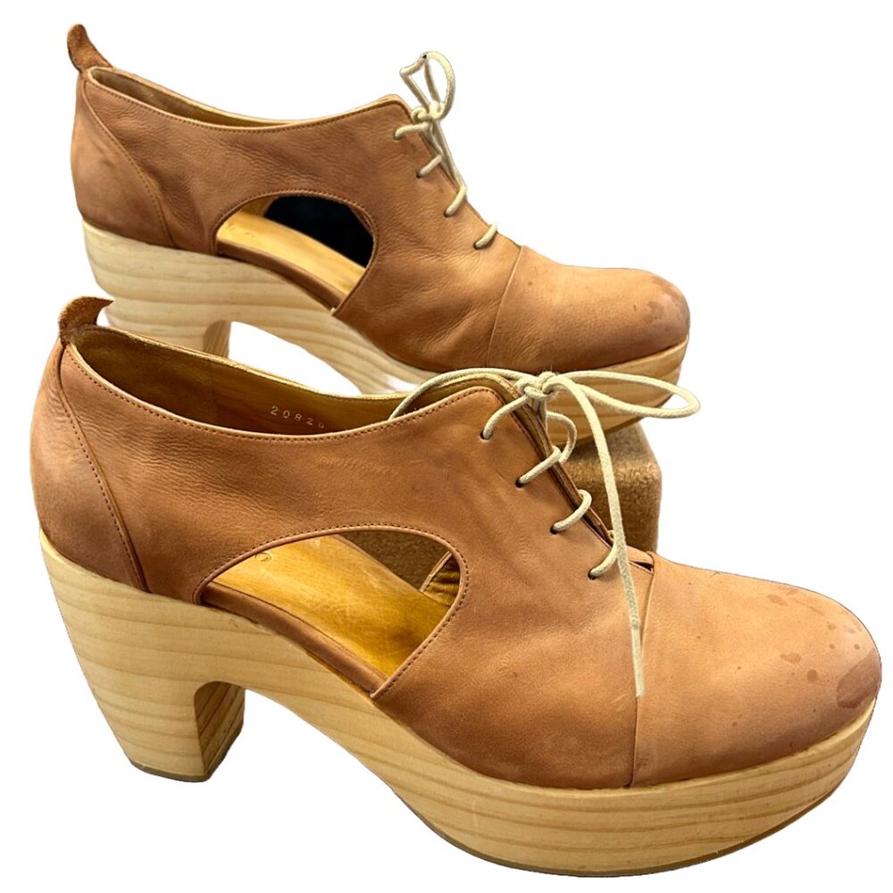 NWT Coclico TAKAO Cutout Platform Shoes - Chestnut Leather - EU 41 (US 10)